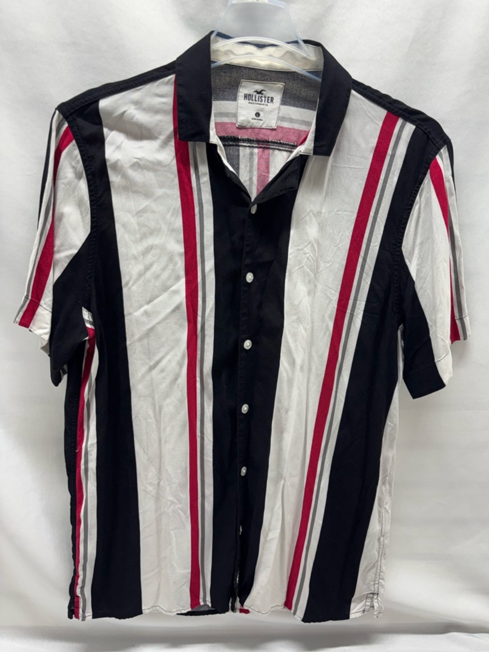 Y2K Hollister Striped Cotton Blend Button Up Shirt Men's Sz Large Casual Bowling